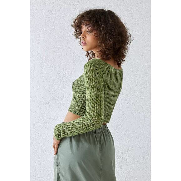 Urban Outfitters Kylie Knit Olive Green Cardigan Long Sleeve Hook Closure Sze XS - Picture 3 of 11
